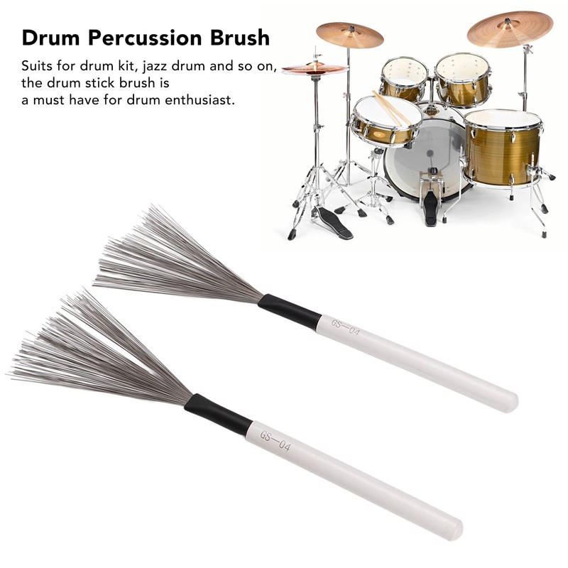 Drum Brush Steel Wire Maple Wooden Handle Percussion Tool Instrument
