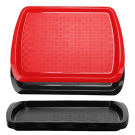 Restaurant Fast Food Cafe Tray, Grill Tray, Food Tray,Restaurant Grade Non-Slip Tray,Trays for Serving Food for Cafeterias, Fast Food, and Dining Room（Plastic,Black and Red,17.3 * 11.8in）