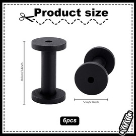 PH PandaHall 6pcs Empty Spools Wooden Bobbins Thread Organizer Floss Keeper Knitting Thread Holder Bobbin Winder for Sewing Machines Embroidery Project Crochet Needlework 3.3x2 Inch, Black
