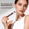 MAANGE 13Pcs Brochas para Maquillaje de Aluminio con Estuche Impermeable