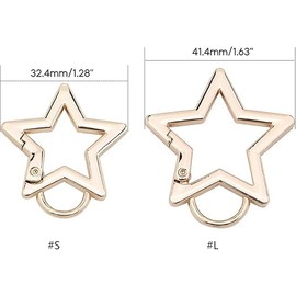 2Pcs Silver Star Shaped Stainless Steel Keychain Clip Carabiner Snap Hook Holder Star Carabiner Hook Clip Key Holder Carabiner Clip for Keys Chain Accessories