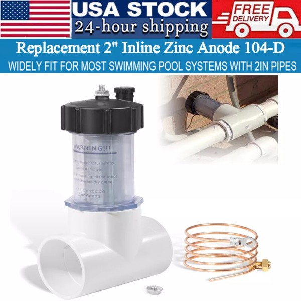 SE-auto 2" Inline Zinc Anode 104-D with 21.6" Copper Wire