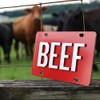 Beef License Plate Brushed Aluminum 2-D Farmer Heavy Duty -