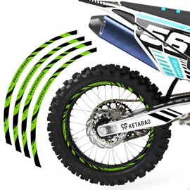KETABAO Dirt Bike Rim Tape W02 Decal Stickers Stripes 21 19 inch Compatible with RM250 RMZ 250 450 RM-Z250 (Green)