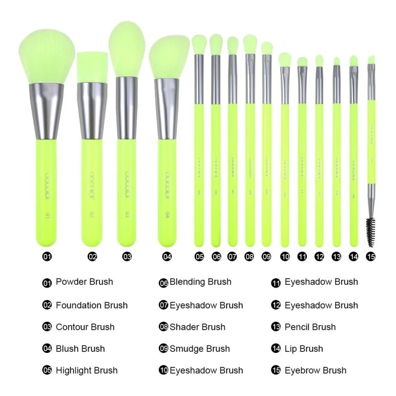 Docolor Set 15 Brochas Rostro + Ojos Neon - Originales