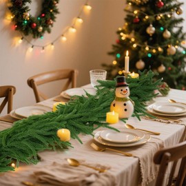 MCFULL Christmas Decorations Outdoor Indoor,6 FT Norfolk Pine Garland,Artificial Christmas Garlands,Real Touch Greenery Garland for Mantel,Stairs Railing,Table Decoration,Wall Decor,2 Pcs