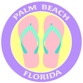 Athena Brands Flip Flops Palm Beach Florida - Car Truck Window Bumper Graphics Sticker Decal - Panama Purple