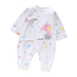 0-3Months Newborn Infant Baby Cartoon Clothes Strap Long Sleeve Cotton Jumpsuit (Pink, 59)