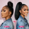 Yaki Straight Ponytail Extension for Black Women,16 Inch Synthetic Wrap-Around