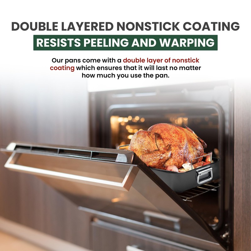 Large Roasting Pan With Rack 12” X 16” - Non