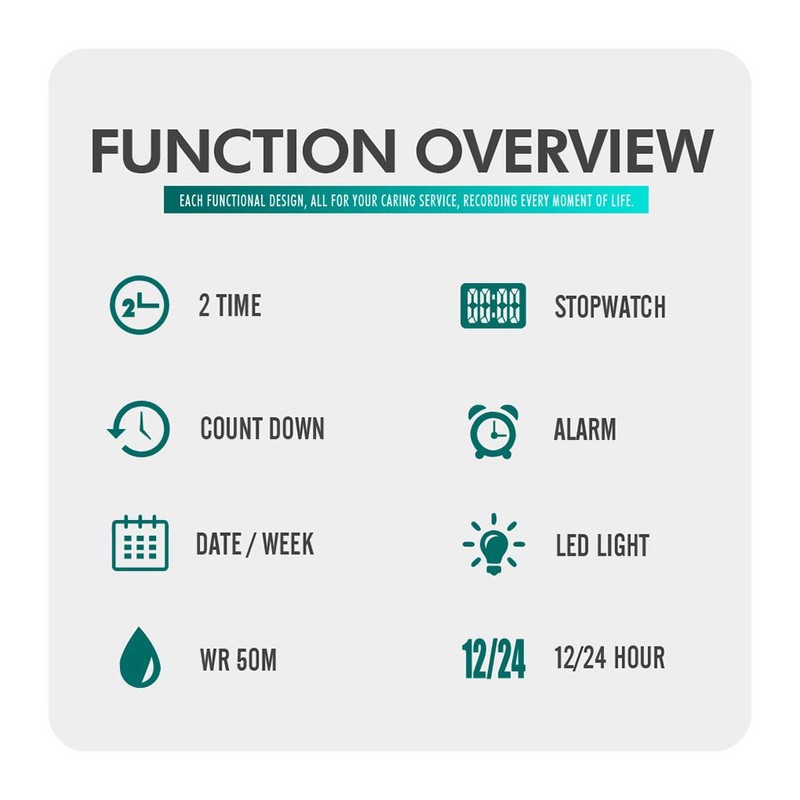 LOUJIN Men's Digital Sport Watch Classic Waterproof Sport Watch, Alarm