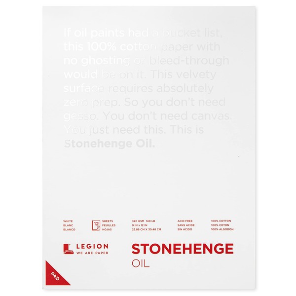 Stonehenge Oil 320g 9x12 White Pad, 12 Sheets