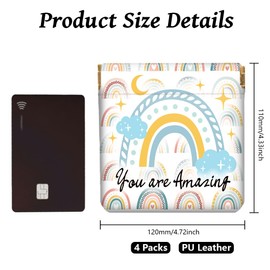 Peacoblue 4PCS Small Leather Squeeze Coin Purse for Women - Sun and Moon Waterproof & Durable Change Pouch Mini Money Wallet, Best Gift for Granddaughter Daughter Wife Girl on Birthday Anniversary