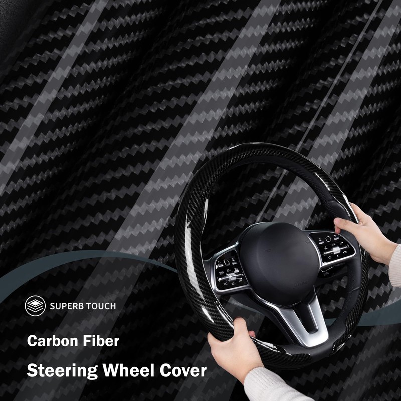 Car Steering Wheel Cover Carbon Fiber Snap On Steering Wheel