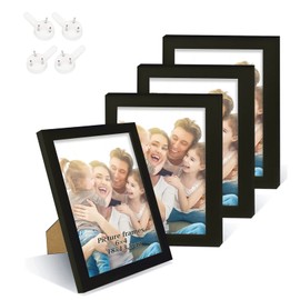 XHDA 4 Pack Black 6x4 Photo Frames with Mount, Black Picture Frames 6x4 for Horizontal and Vertical Formats, Black Photo Frame 6x4 for Wall and Tabletop