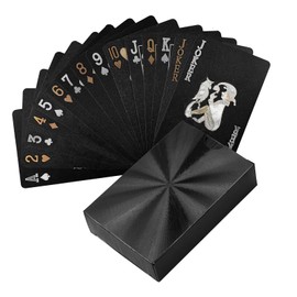 YIBOOOM Plastic Playing Cards, 54 Cards, Waterproof, Plastic, Black, Magic Playing Cards for Parties, Gatherings, Games, Cool, Magic, Party Supplies, Storage Box Included (Laser Glossy)