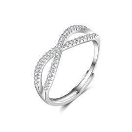 Sterling Silver Adjustable Ring S925 Silver Rings for Women Cubic Zirconia Twist Love Knot Dainty Ring Silver Minimalist Open Finger Rings Silver Thumb Sterling Silver Ring
