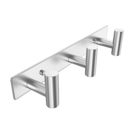 WUIVIUT Heavy Duty Hook Clothes Rack Stainless Steel T-Shape Coat Hook, 11.5 Inch Door Hooks 29.5cm Wall-Mounted for Jacket, Hat, Bathrobe (Silver,3 Hooks)