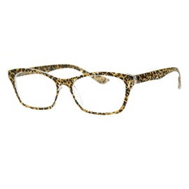 PASTL Womens Reading Glasses Magnified Rectangular Frame Spring Hinge Leopard +2.75