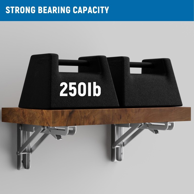 LEOPO 8 inch Folding Shelf Brackets-2 Pack Foldable Heavy Duty