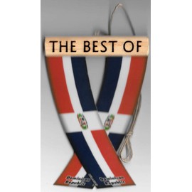 DOMINICAN REPUBLIC DOMINICAN CARIBBEAN CARIBE REARVIEW MIRROR MINI BANNER HANGING FLAGS FOR THE CAR UNITY FLAGZ™..