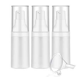 Mild East 3pcs 20ml Sterile Airless Pump Bottle with Funnel Easy to Carry and Fill Matte Lotion Bottles For Travel