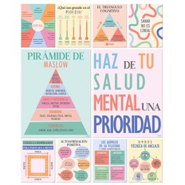 Sweetzer & Orange S&O Spanish Language Mental Health Posters for Office & School - School Counselor Supplies - Therapy Office & Psychology Decor - Spanish Classroom Decorations - Calming Decor - 10PC