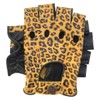 Fingerless Half-Finger Premium Driving/Cycling/Motorcycle Gloves in Real Leather 309, leopard-yellow