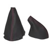 GEAR & HANDBRAKE GAITER BLACK LEATHER RED STITCHING