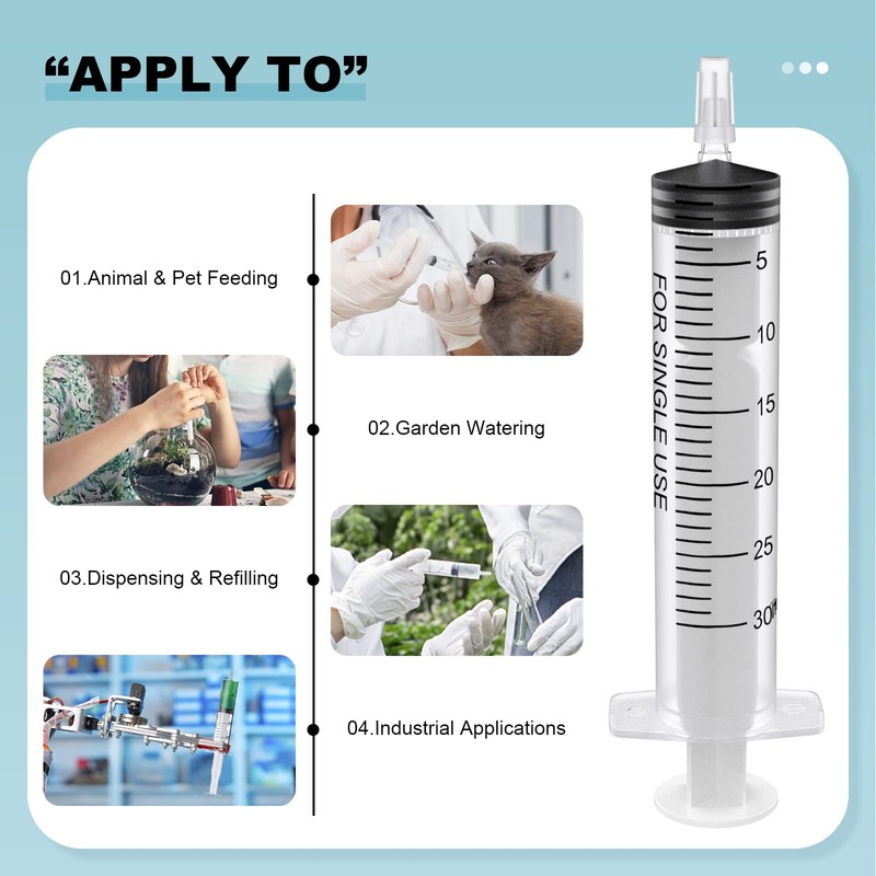 30 Pack 30ml Plastic Syringe, Syringe Tools Individually Wrapped with
