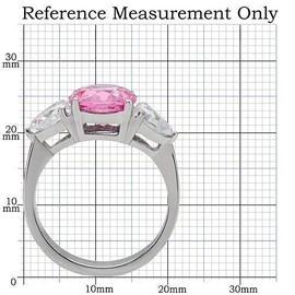 Yourjewellerybox Ladies pink ring sapphire three stone cz stainless steel anniversary 164 (L)