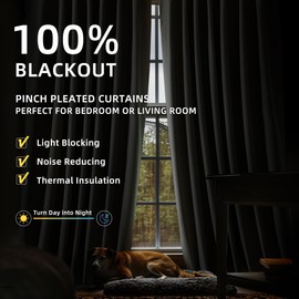 ChrisDowa 100% Blackout Natural Linen Linen Curtains 84 Inches Long 2 Panels for Bedroom Living Room Farmhouse Room Darkening Thermal Insulated Soundproof Grommet Top Window Treatment Drapes,52x84