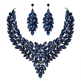 Clearine Statement Jewellery Set Women's Wedding Bridal Crystal Cluster Necklace Collar Choker and Dangle Earrings Set Clear Silver Tone, Alloy Steel Crystal Alloy steel