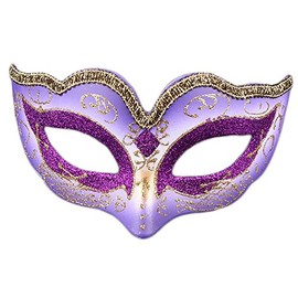 [meioro] Masquerade Mask, Sexy Mask, Decorative, Facial Eyepatch, Halloween Mask, Fashion, Luxury Mask with Golden Edge (Purple)
