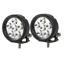 Lightronic Offroad LED Fog & Driving Light/Pods Light, 3.5" Round Compact Size for Truck/SUV, 6000K Cool-White Long-Range 10° Spot Beam, Corrosion Resistant Waterproof, 12V/24V DC, 2-Pack