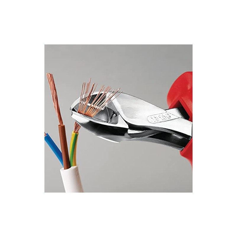 Knipex 25885" VDE High Leverage Diagonal Side Cutters, Multi-Colour