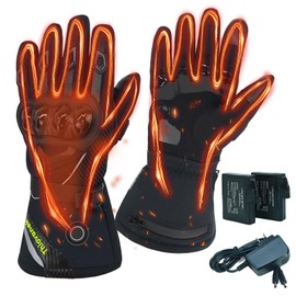 Rechargeable Heated Motorcycle Gloves for Men Women Waterproof Winter Motorcycle Glove Windproof Motorcycle Riding Gloves Winter Thermal Glove Electric Heating Glove for Motorcycle Skiing Snowboarding