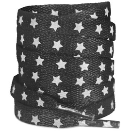 NDTEZUGT Flat Reflective Shoe Laces, 5/16"(8mm) Stylish Vibrant Cool Glow Safety Shoelaces Replacement Strings for Sneakers (Reflective Black, 47"/120cm)