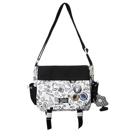 Inshere Cute Shoulder Bag, Aesthetic Shoulder Bag, Nylon Y2K Shoulder Bag for Women Men, T01-black