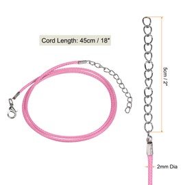 sourcing map 20Pcs Waxed Necklace Cord Bulk Pink 2mm Dia 18" Necklace String Rope with Chain Clasp for Pendants Bracelets Jewelry Making Supplies Accessories