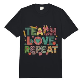 Teach Love Repeat Cute Teacher Squad Back to School Rainbow Comfort Colors Adult Heavyweight T-Shirt