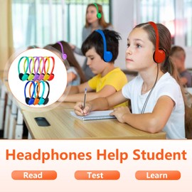 ZNXZXP Kids Headphones Bulk 15 Pack for School Classroom Students,Class Set Headsets Perfect for Children Toddler Teen Boys Girls and Adult 3.5mm Jack Multi Color (B)