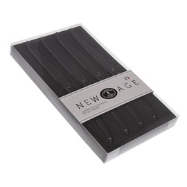 Jean Dubost New Age Laguiole 4-Piece Black Steak Knife Set, Black Handles - 1.2 mm Blades - Rust-Resistant Stainless Steel - Made in France