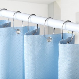 24 Pcs Shower Curtain Rings, Goowin Shower Curtain Hooks, Oval Snap Shower Rings for Curtain, Metal Shower Curtain Rings Rust Proof, Glide Smoothly Shower Hooks for Shower Curtain Rod (Chrome)