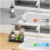 Cisily Black Sponge Holder for Kitchen Sink, Sink Caddy Organizer