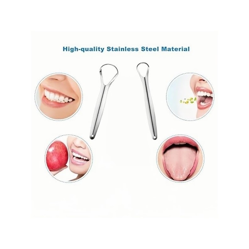 Stainless Steel Tongue Scraper 2-Pack (1 Large + 1 Small),