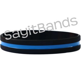 SayitBands Set of Thin Blue Line Wristbands Wristbands, Law Enforcement Police Bracelet Lot - One (1) Band