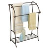 mDesign Large Freestanding Towel Rack Holder with Storage Shelf -