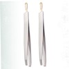 Healeved 2pcs Stainless Steel Eyebrow Tweezers Set Clamps Angled Eyebrow