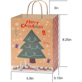 Set of 24 Small Christmas Gift Bags Bulk Party Gift Bag w/48 Christmas Sheets